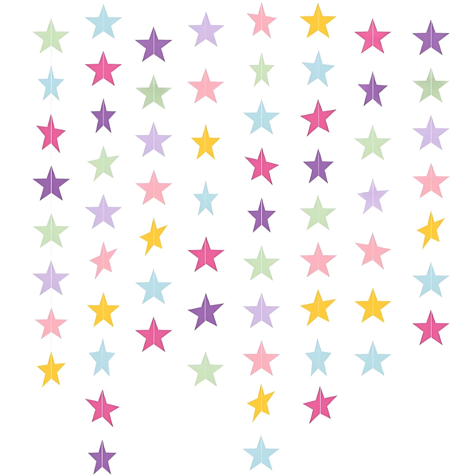 Rainbow Star Garland Bunting Hanging Stars Paper Decoration, 65 Feet