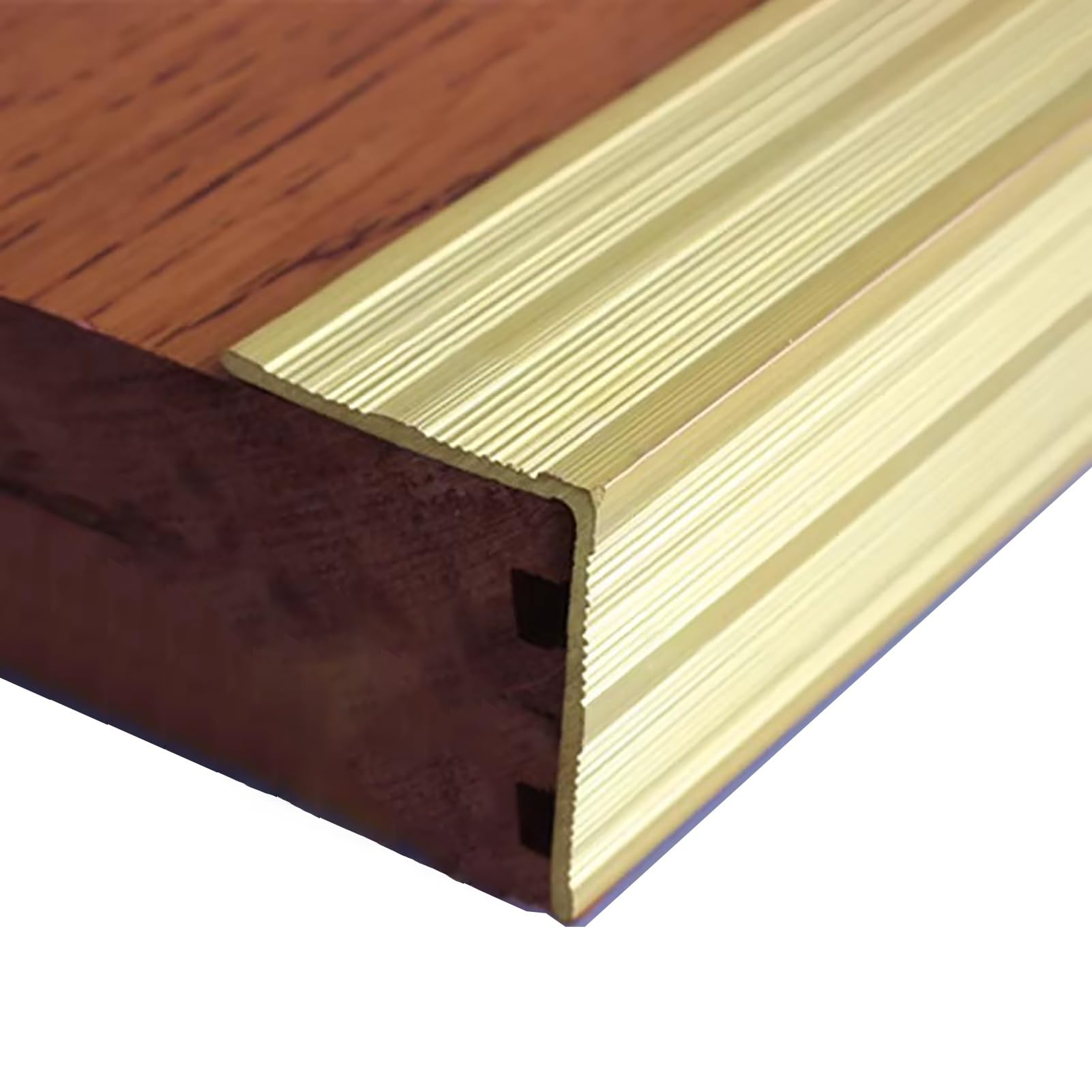Moldura de latón para Borde de Escalera, Tiras Antideslizantes para peldaños, Tiras de transición de Suelo recortables/Protector de Bordes para peldaños (34 x 30 mm [1,34 x 1,18 PU