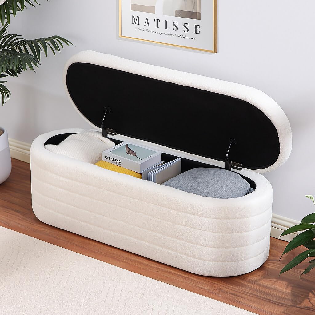Teddy Sherpa Storage Ottoman Bench