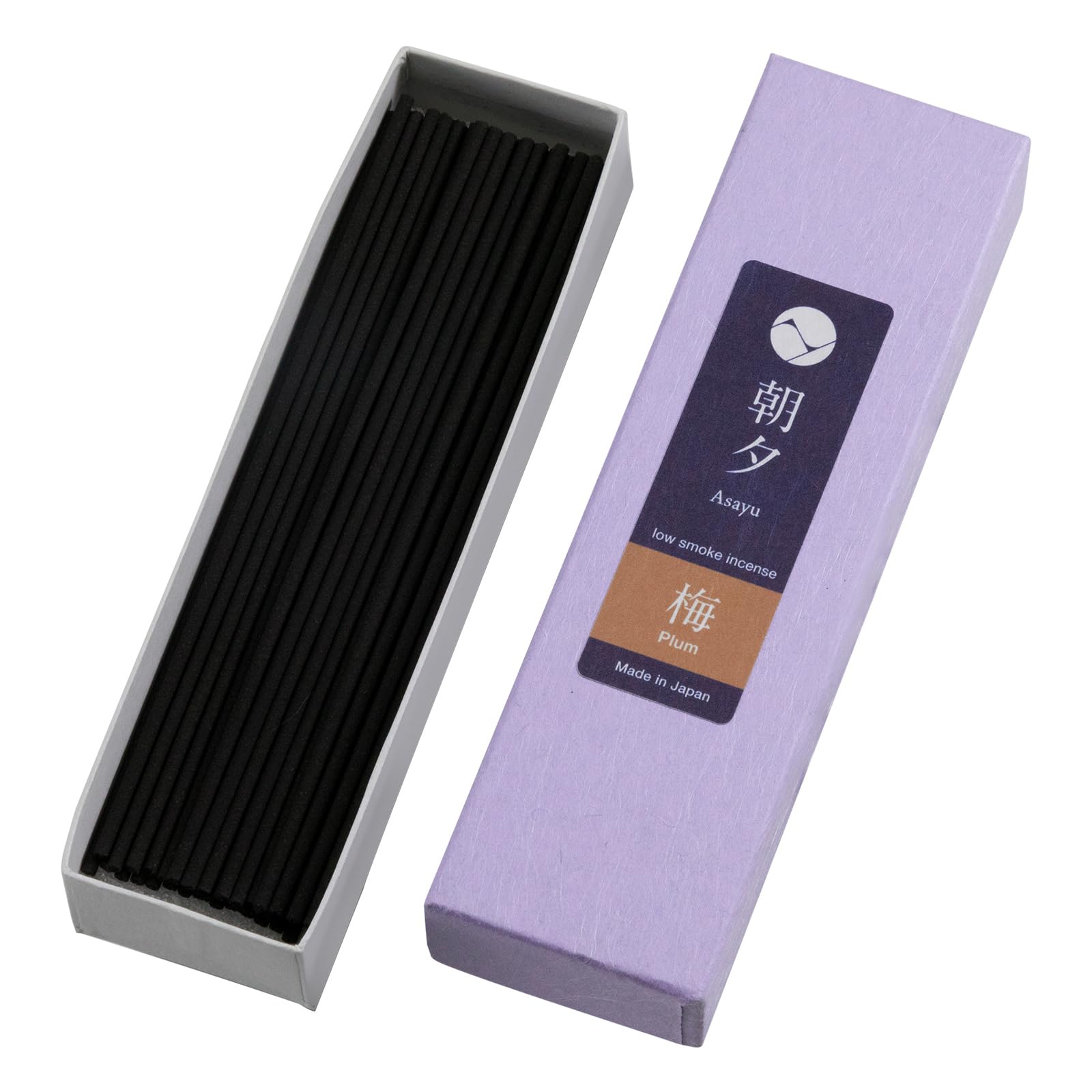 Asayu Japan Low Smoke Incense Sticks Plum Fragrance Scent Sampler for Evening Meditation, Relax or Yoga, Made in Japan Quality (ca. 40 sticks, 20g)