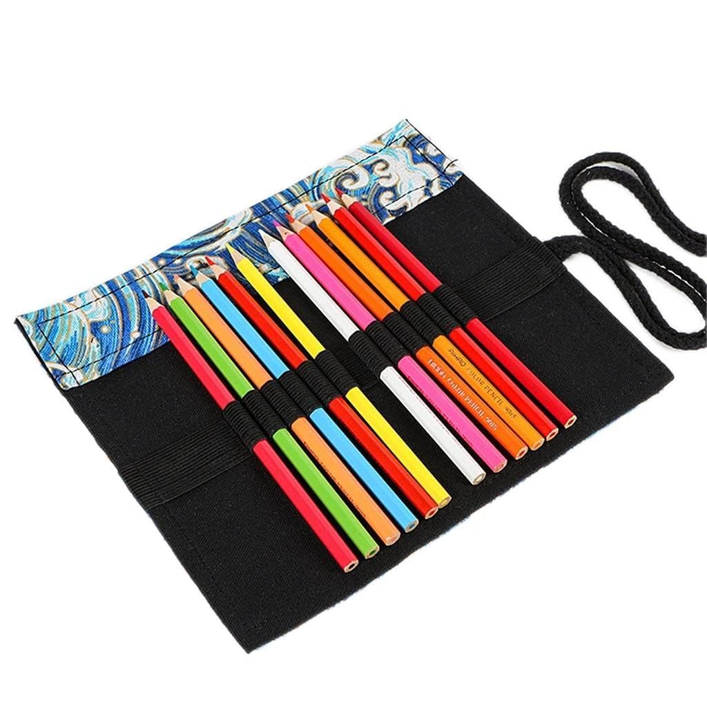 Astuccio portapenne con Cinturino per la Scuola, per Ragazze e Ragazzi, in Tela, Grande, con 12/24/36/48/72 Fori, per Ufficio (A 48 Fori)
