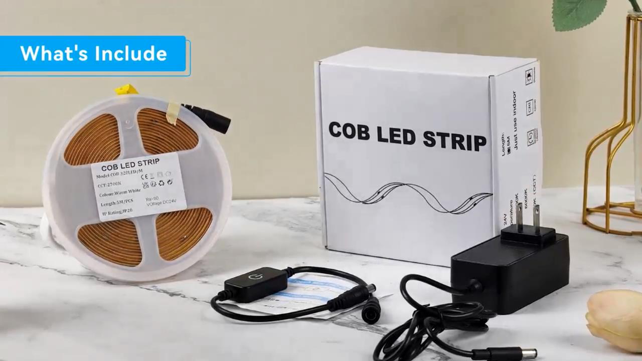 Image of COB LED Strip, 16.4ft White LED Strip Light, Dimmable LED Light Strip 6000K Bright Daylight White, CRI92+, 8mm Width, 24V Flexible LED Tape Light for TV, Bedroom, Kitchen Cabinet, Closet, Home.