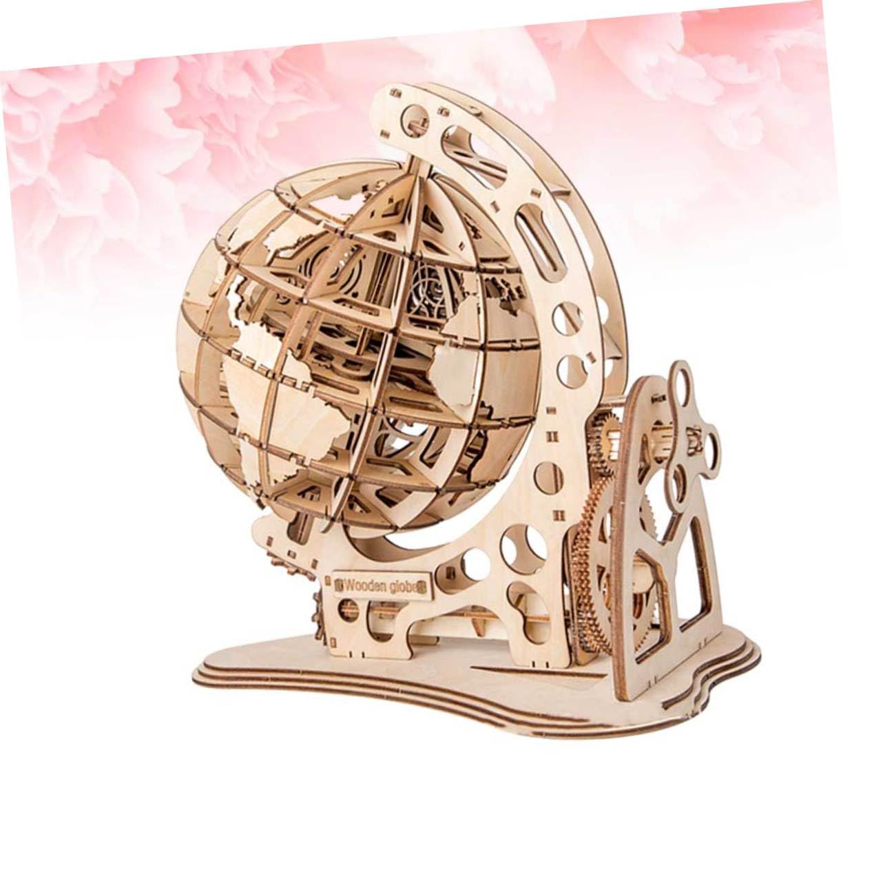 Ornement Bois DIY Forme de Globe Créatif Décoration de Bureau Unique et Accessoire de Bricolage pour Activités Manuelles et Décor Maison