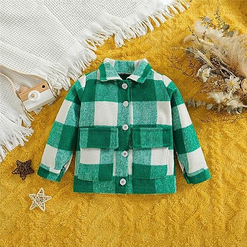 Kids Toddler Boys Girls Plaid Shirt Coat Long Sleeve Turn Down Collar Button Tops Outwear with Pockets3