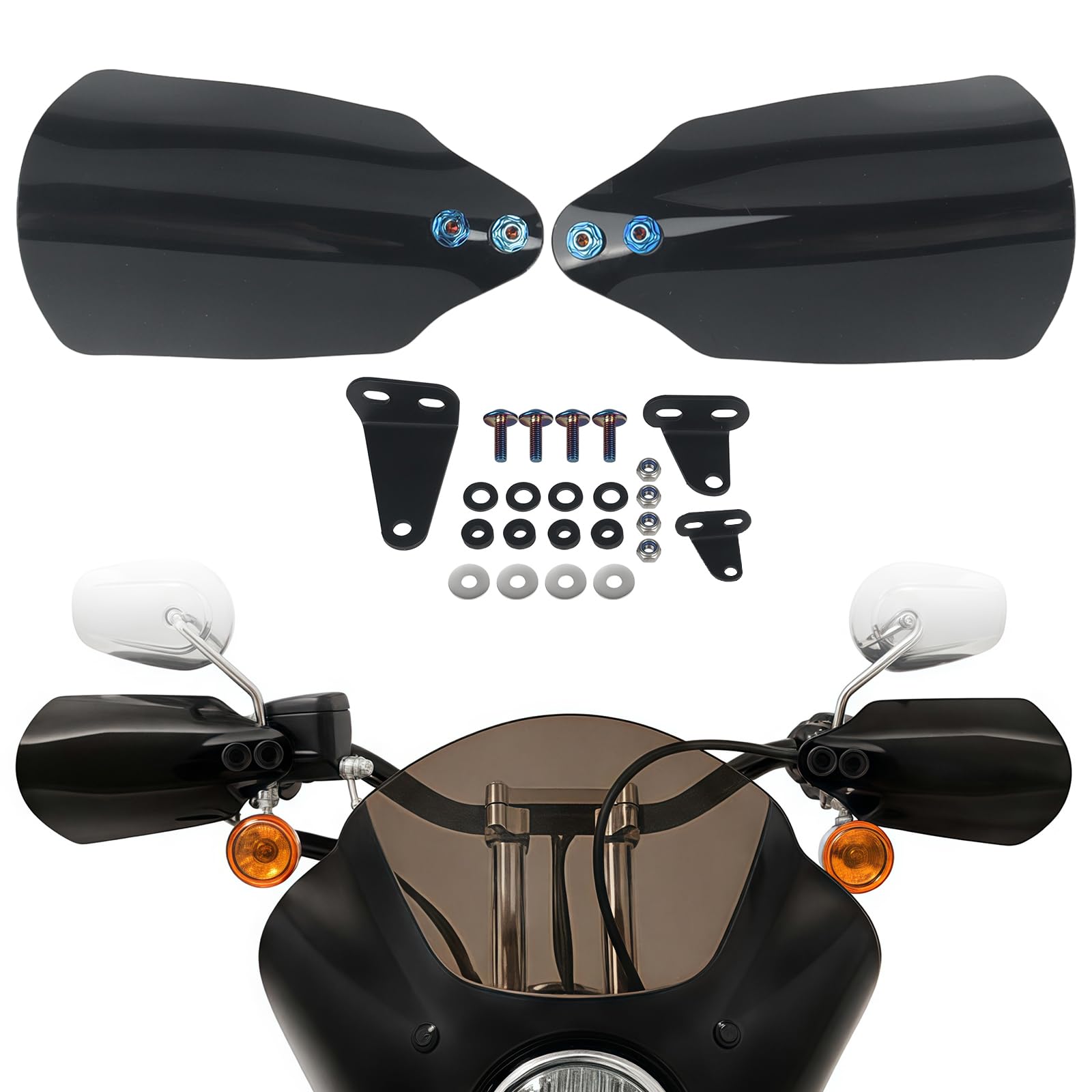 Protège-mains Pour Harley Softail Street Bob FXBB/FXBBS/FXST 2018-2023 - En PC Et Aluminium, Protection Vent Et Débris