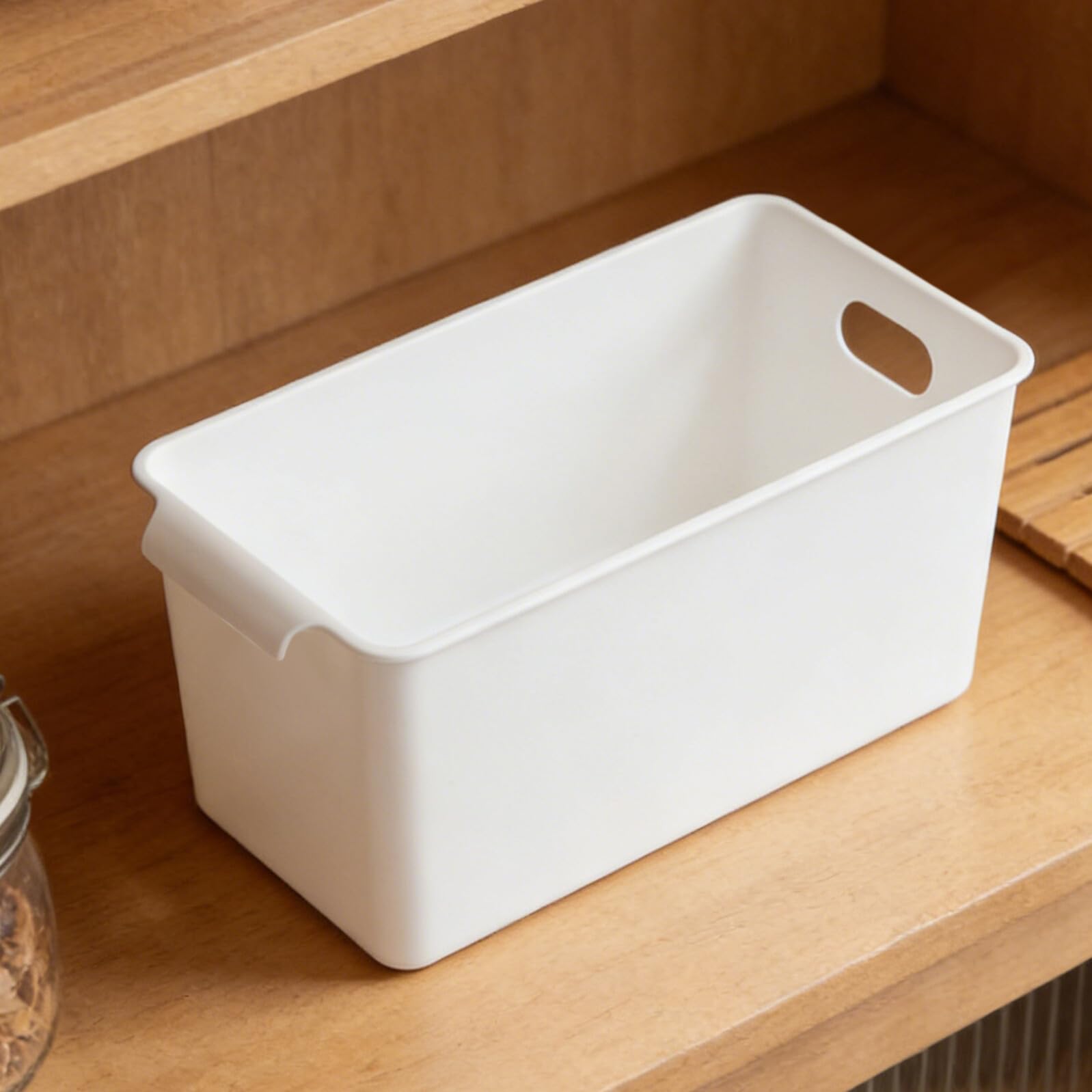 6 Pezzi Organizer Plastica per Cucina e Ufficio, Contenitore Impilabile Bianco con Manico, Design Compatto e Struttura Stabile per Spazio Ordinato