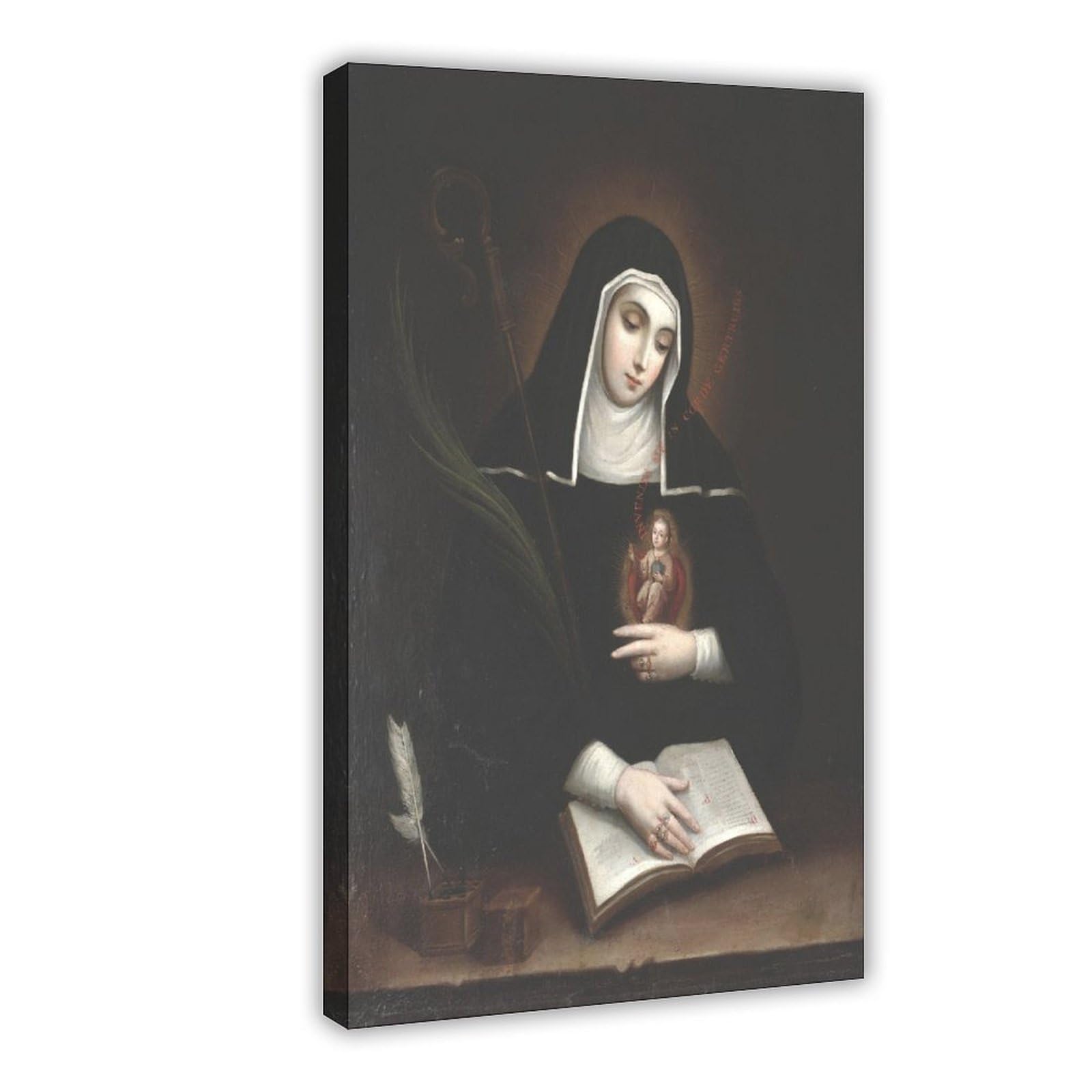 WCYB Saint Gertrude Patron of Travelers Posters Prints Canvas Deco Paintings Wall Art Hangable Frame 24" L X 36" W