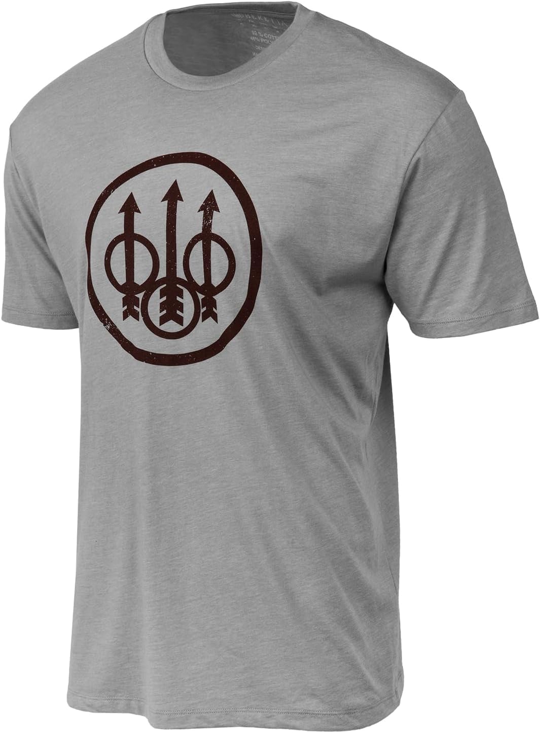 Beretta Men's Trident Logo Print Durable Comfortable Fit Ribbed Crew Neck Short Sleeve Active T-Shirt with Double-Needle Hem