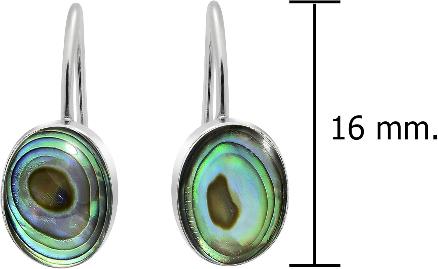 AeraVida Sterling Silver Oval Mother of Pearl Dangle Earrings for Women | 16mm Lightweight Hypoallergenic Hook Earrings in White, Red, Green or Abalone | Minimalist Bridal Jewelry for Wedding or Daily Wear - Image 4