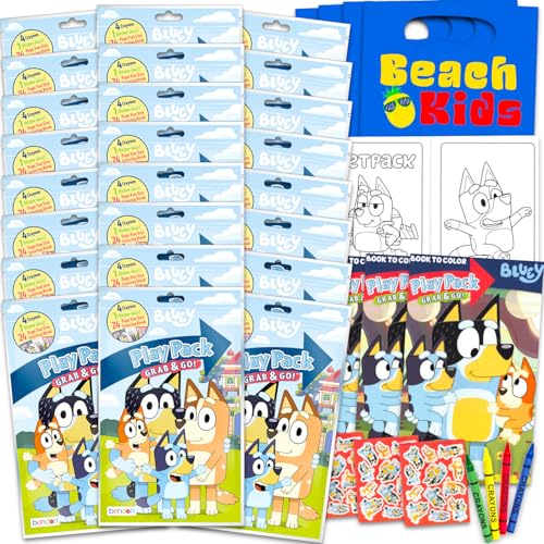 Lista de Juegos y actividades para fiestas . 46 Bluey Paquete de recuerdos y suministros para fiesta de cumpleaños, 12 paquetes de actividades Bluey para niños, niñas con mini libros para colorear, bolsas de botín y más |...