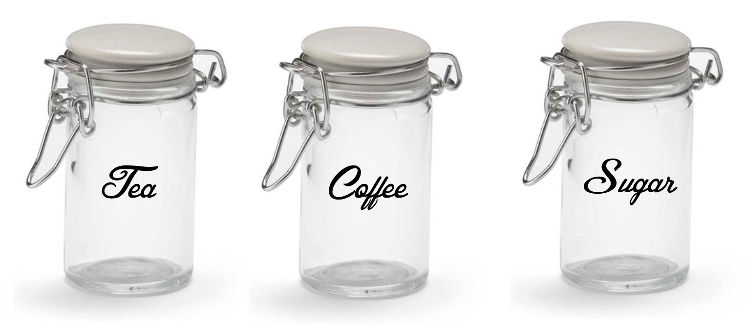 Vinylworld Kitchen Glass Storage Jar LABELS STICKERS (Black) JARS NOT INCLUDED