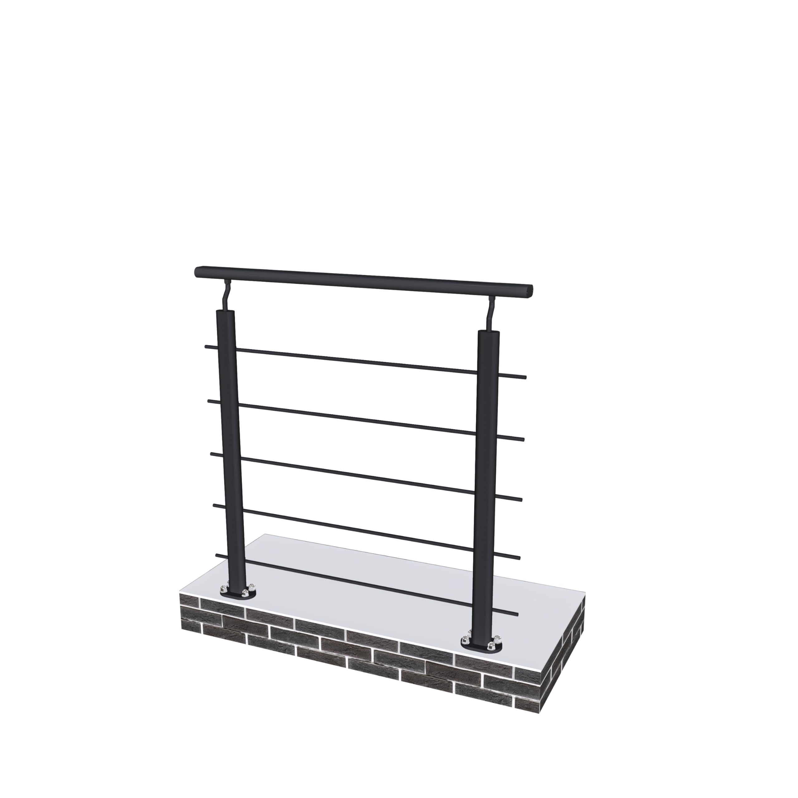 AICA Aluminium Handrail, 100 cm Stair Handrails, Aluminium Parapet with 5 Crossbars for Balcony, Stairs, Indoor and Outdoor - Floor Fixings