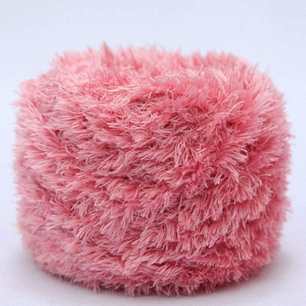 200g DIY Tejer Hilo de Felpa Hilado de Pestañas Peludas Bufanda de Suéter de Ganchillo Hilo de Piel Sintética Hilo de Novedad Manta Fuzzy Almohada Hilado de Textiles para el hogar (Color : Blush Pink,
