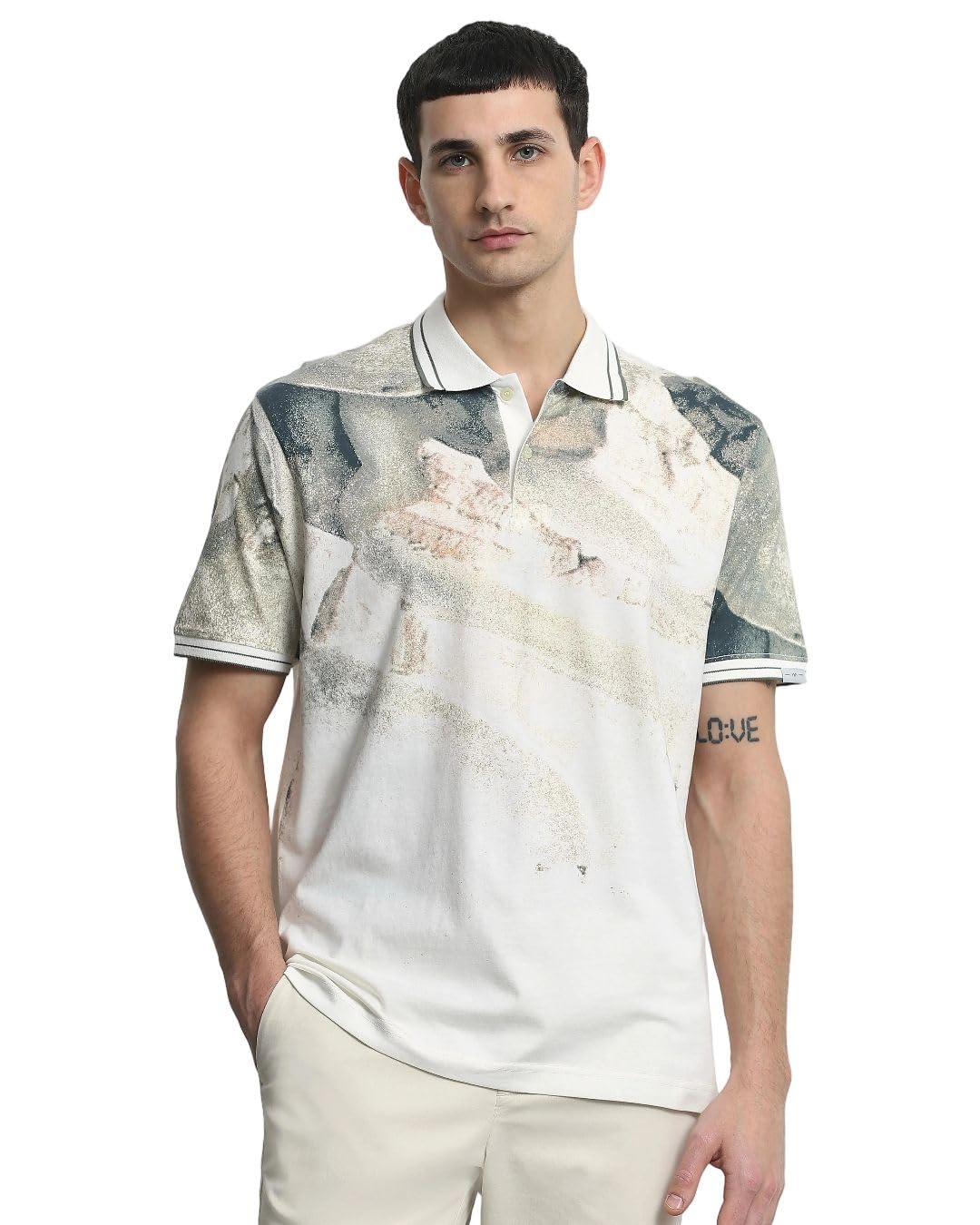 MUFTI Off-White Graphic Polo T Shirt