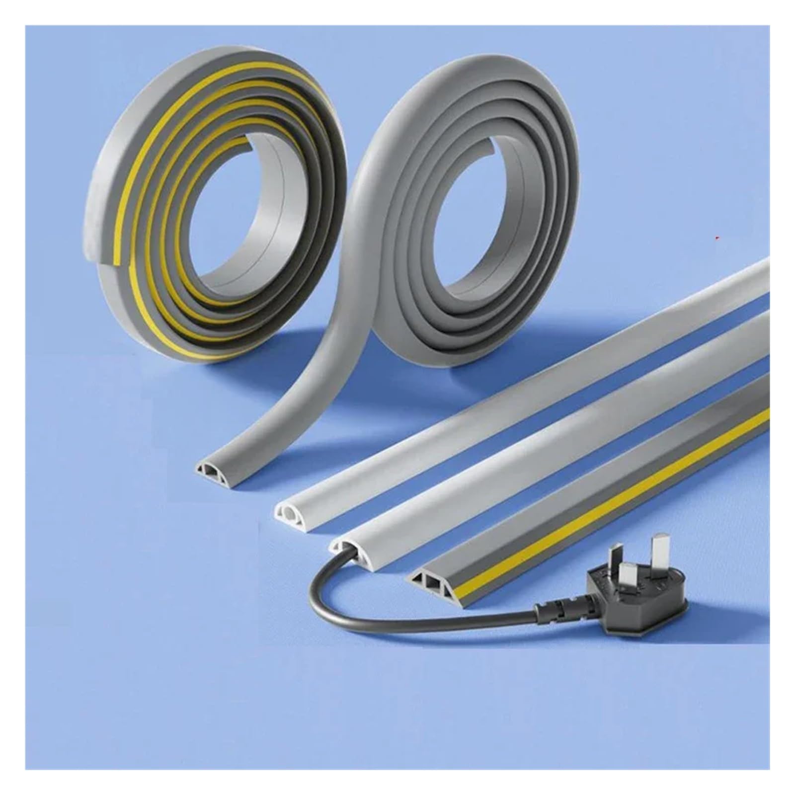 pasacables Suelo Cubierta de Cable Suelo, Protector PVC, alimentación Autoadhesivo, extensión eléctrico, Ranura for conducto, gestión for el hogar(30mm Wide White)
