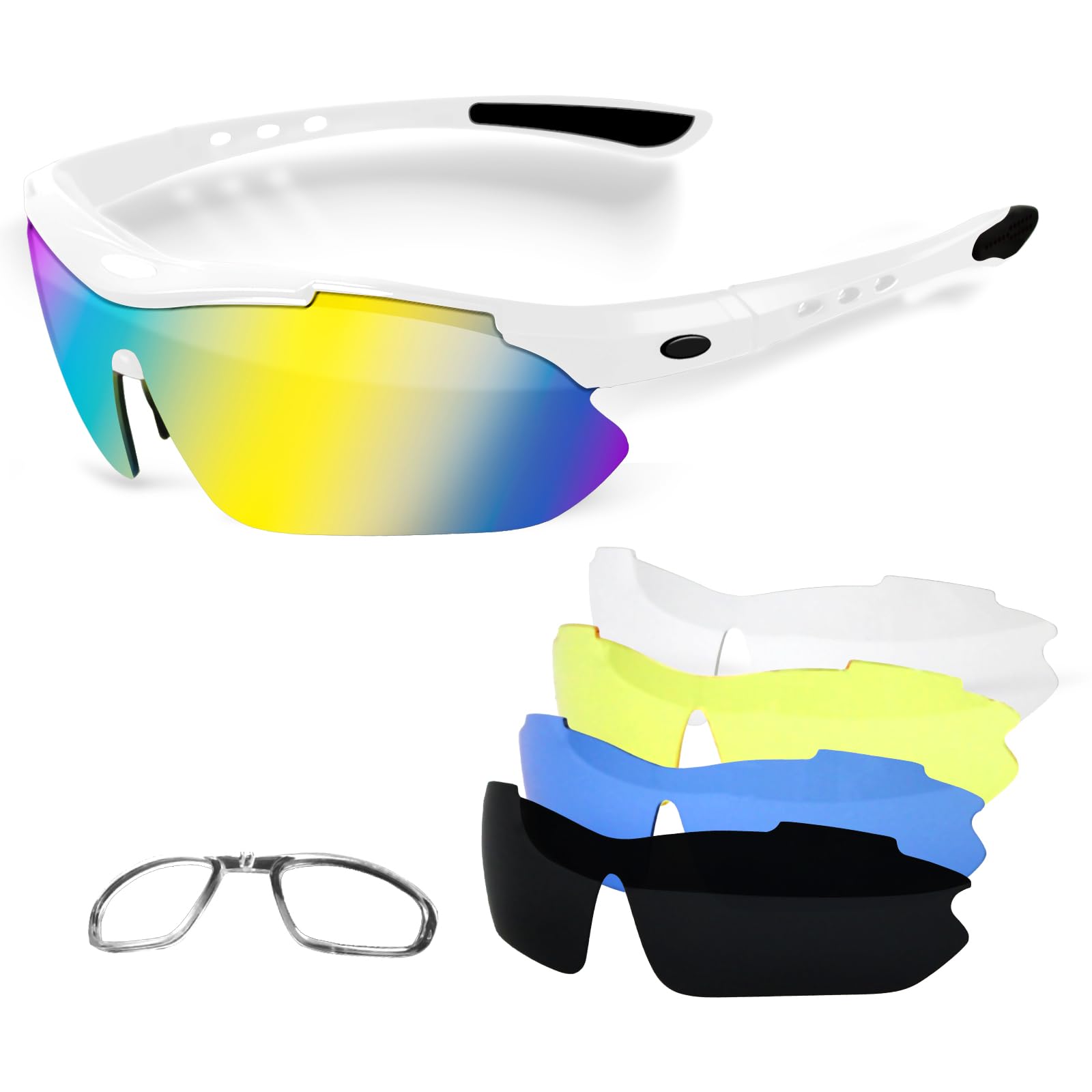 Hurdilen Polarized Cycling Sunglasses for Men Women, 5 Lenses UV Protection Anti-Glare Polarized Cycling Glasses, Sun Glasses for Sport Running Fishing Baseball