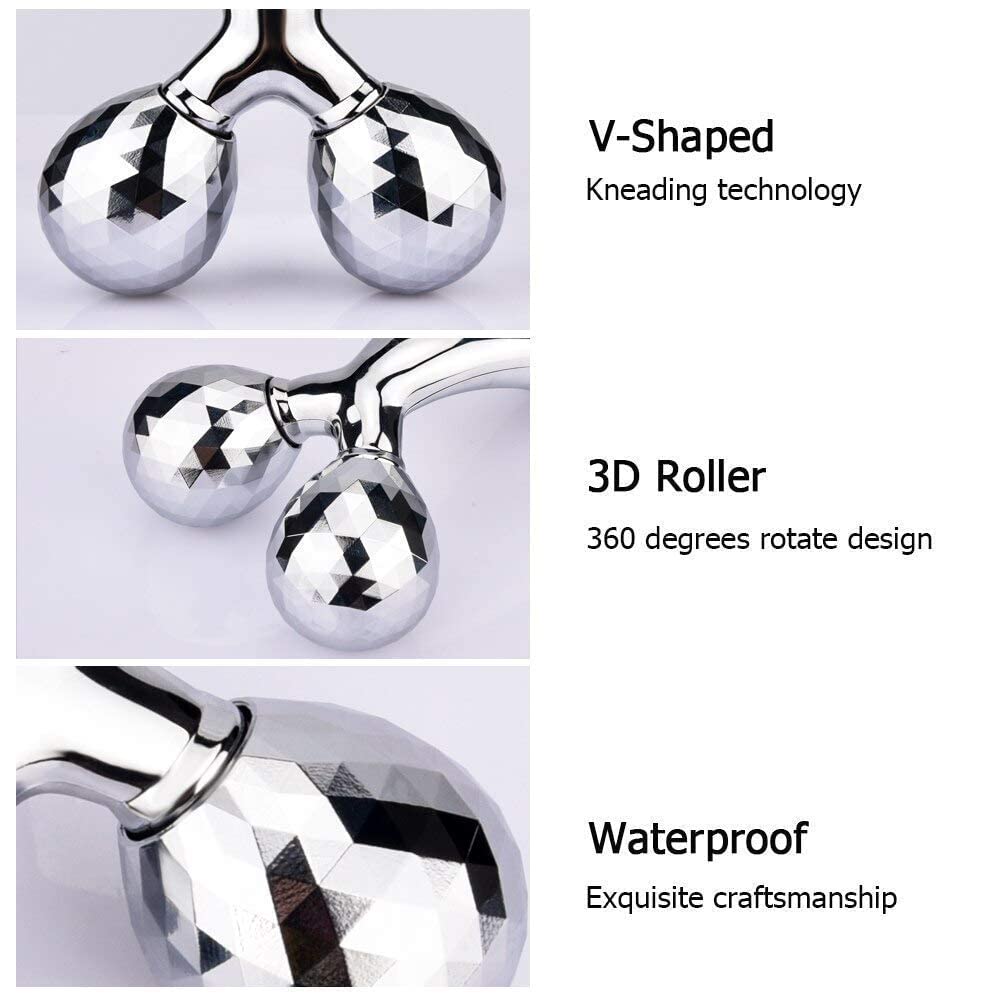 JEEJEX 3D Roller Face Massager, Silver, for Face, Neck, Arm, Chest, Waist and Thigh, Spa-Like Experience 4