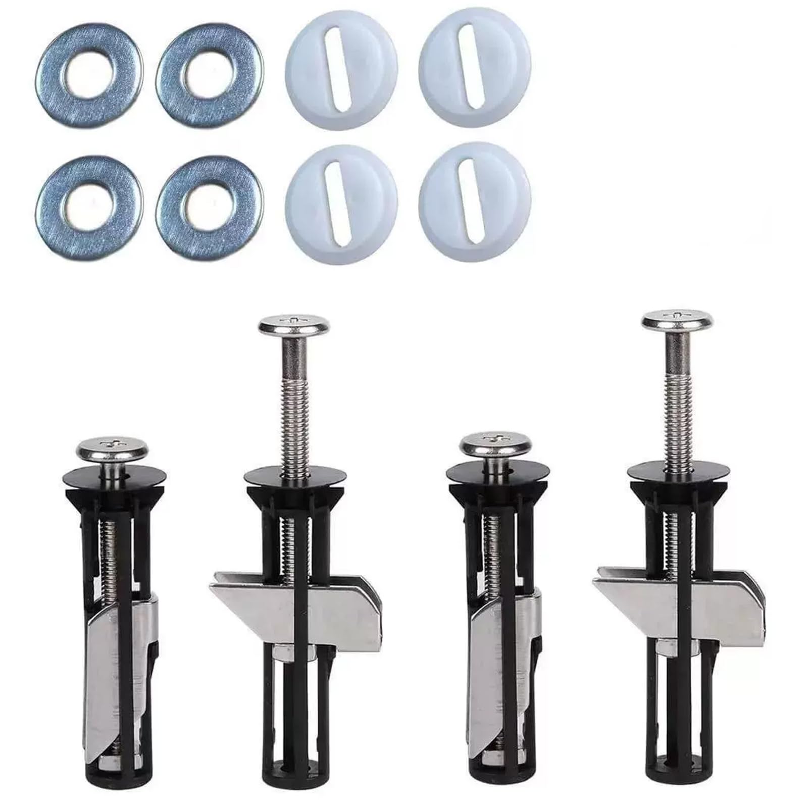 Toilet Seat Bolts 4 Sets Heavy Duty Stainless Steel Fastener Bolt Kit with Nuts & Washers Non-Slip Expansion Fixings for Universal Toilet Seat Hinges Rust-Resistant & Reusable (B)