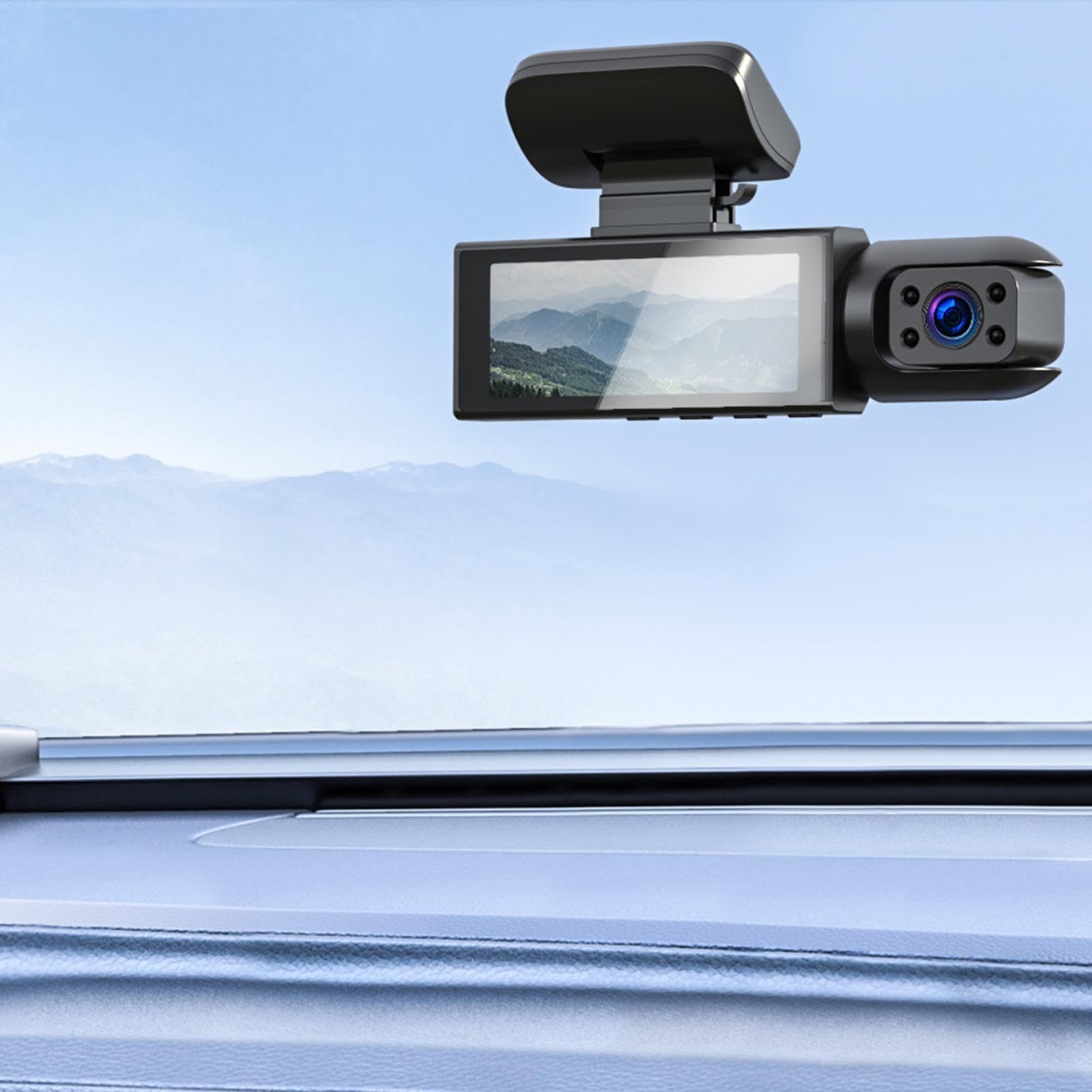 Macchina fotografica per auto con registratore di guida – Fotocamera da tavolo | Bordo interno posteriore con rilevamento del movimento | Telecamera integrata Full HD 1080P, Vision, sensore G, registrazione