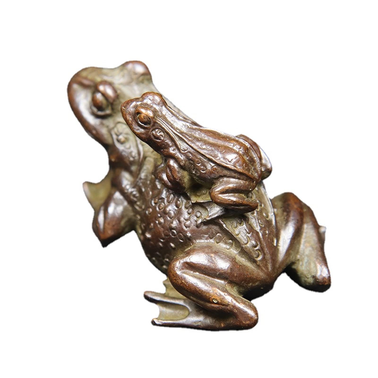 NGDFGR Na Copper Toad Mother Child Figurines Tea Pets Desktop Ornaments,Animal Frog Small Statue Lucky Home Bonsai Garden Decorations