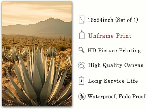 Miniatura 3 de Arte de pared de paisaje del desierto, arte en lienzo de agave, imágenes de cactus del desierto, cuadros de fotografía de naturaleza, cuadros de