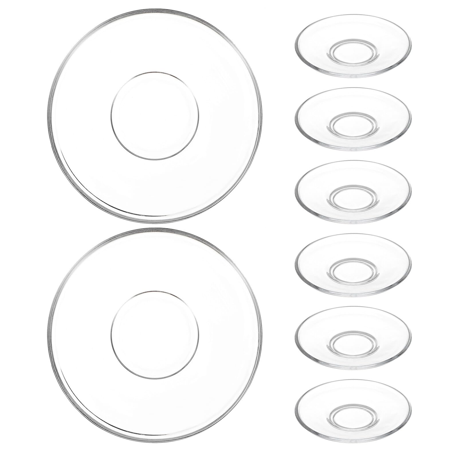 Uonlytech Set 8 Piattini da tè e caffè in Vetro Trasparente 9x9 Cm, Piccoli Piatti Piani Antiscivolo per Snack e Bustine tè, Sottobicchieri Decorativi per Casa e Tavola