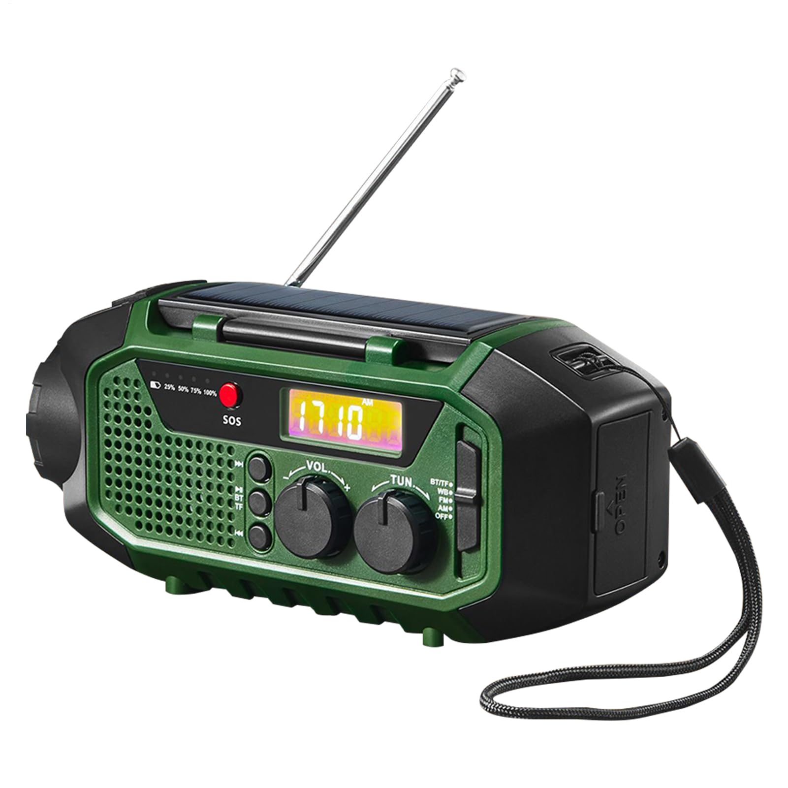 Radio Solar con Carga Solar Radio Meteorológico De Emergencia con Manivela | Altavoz Inalámbrico Para Camping, Senderismo, Viajes Y Hogar Para Jóvenes Y Personas Mayores