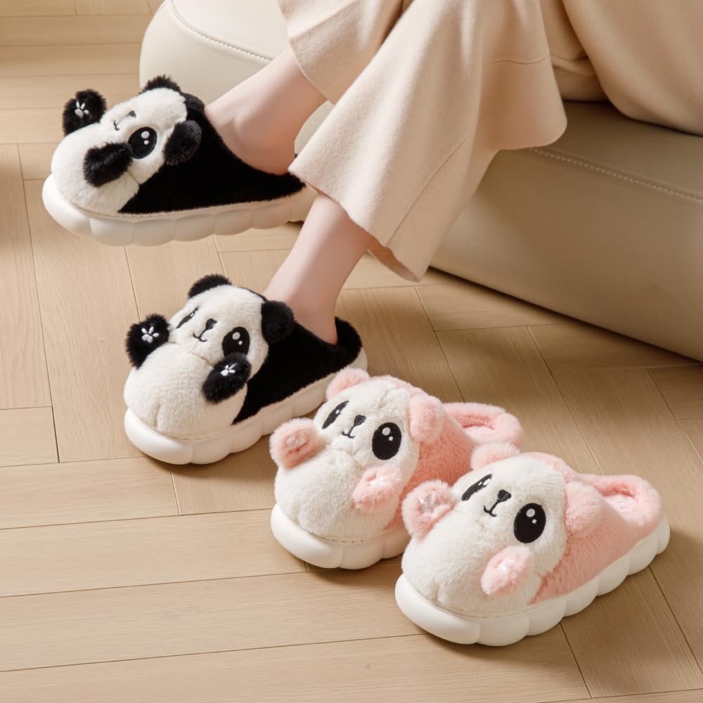 HANDKEI Cute Women's Panda Slippers - Non-Slip Thick-Soled Fuzzy Indoor Animal Slippers | Warm & Cozy Indoor Slippers, Perfect for, Easter & Christmas - Image 5