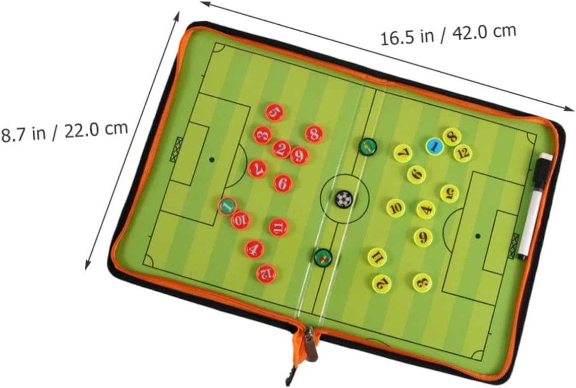 DOITOOL Zipper Soccer Coaching Board Magnetic Football Writing Board Leather Portable Strategy Training Kit for Coaches Soccer Competition and Practice