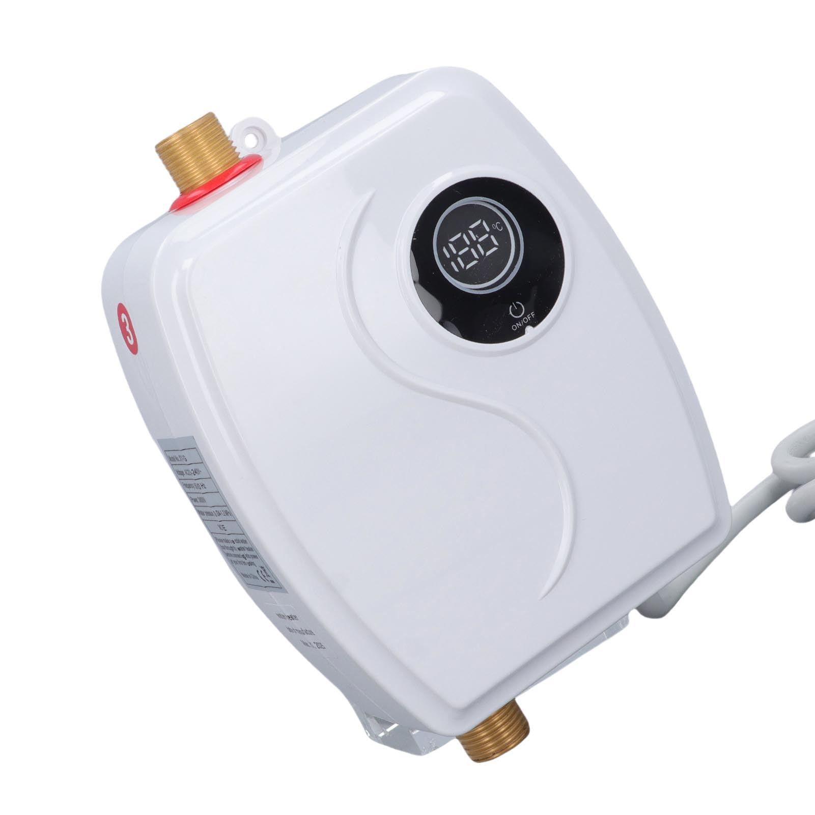 Mini scaldabagno elettrico, touchscreen IPX4, bianco | Design compatto con montaggio a parete per appartamento, cucina, bagno e