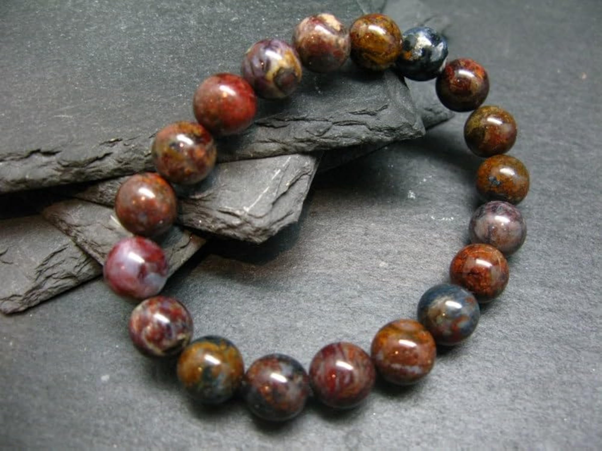 Unisex Natural Pietersite 10mm Bead Stretchable Bracelet, Healing