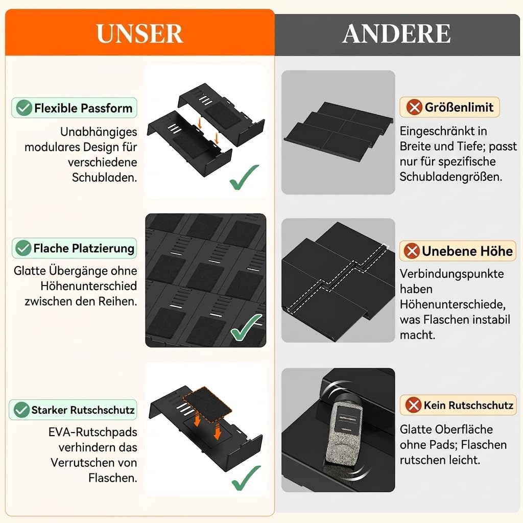 Lifewit Gewürzregal Schublade mit 24 Gewürzgläser und 250 Gewürzetiketten | Verstellbarer Gewürz Organizer mit Kleber und Antirutschpads, Gewürzhalter für Schubladen mit mindestens 7,5cm Ihnnenhöhe