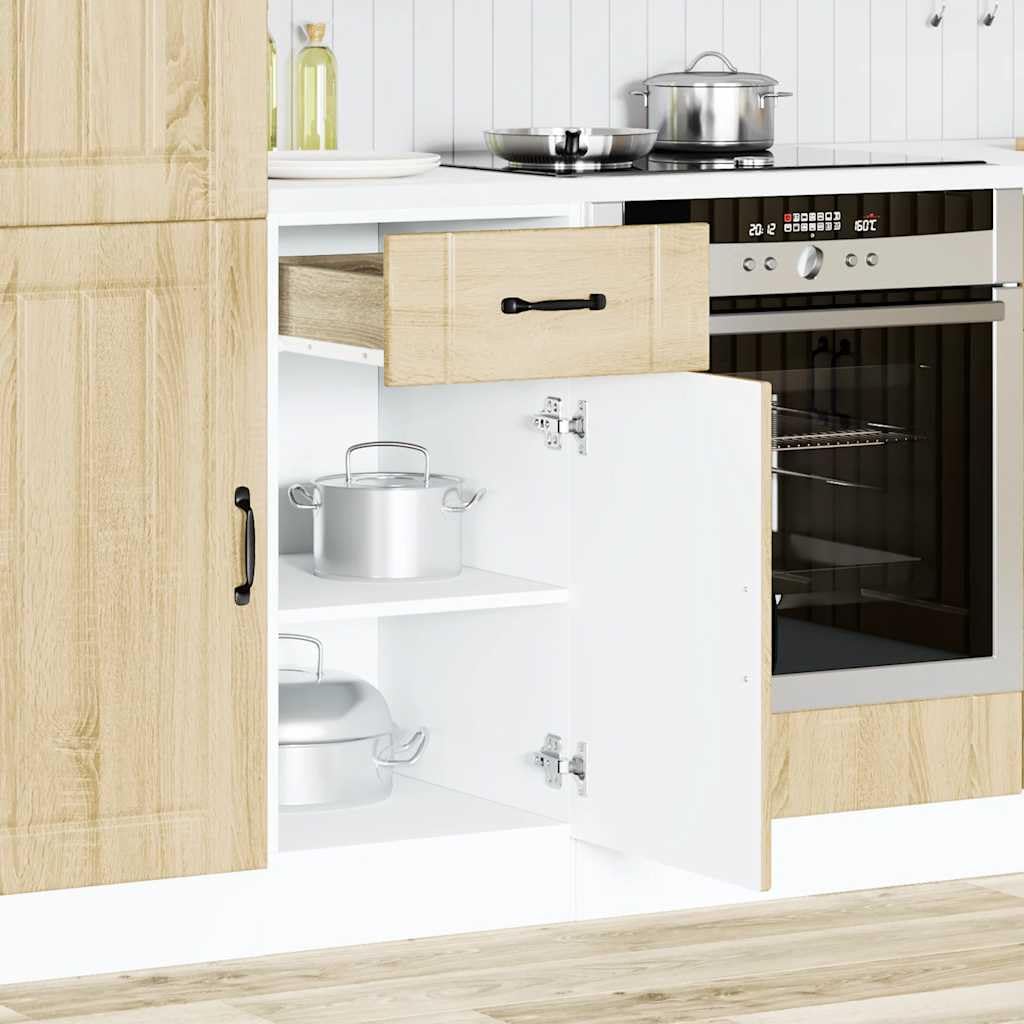 vidaXL Mueble Bajo De Cocina Lucca Roble Sonoma, Mueble Bajo De Fregadero Con Cajón