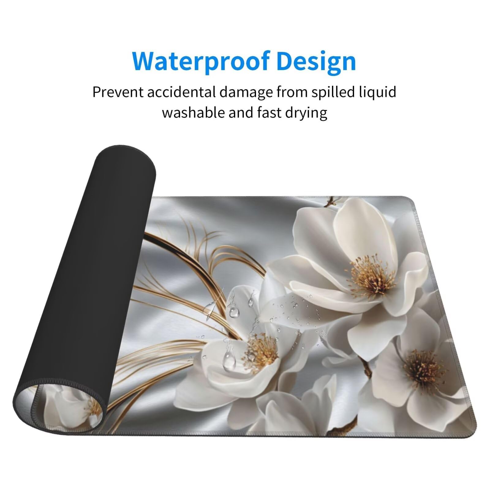 Podkładka pod mysz z kwiatami XXL mata na biurko linia 1600 x 800 x 3 mm zmywalna podkładka do gier na laptopa, z antypoślizgową gumową podstawą do gier, PC, pracowników biurowych Y1447