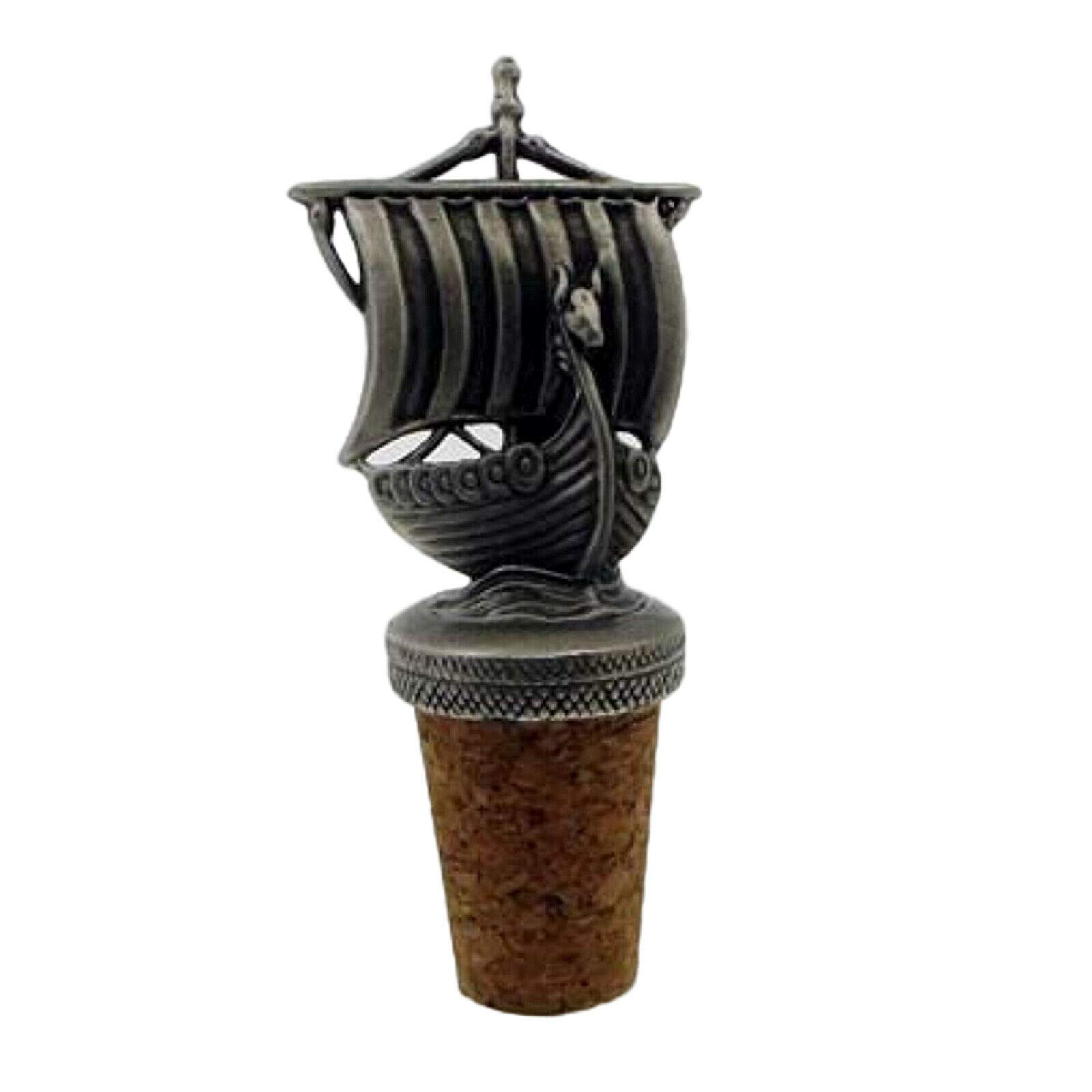 Smartbadge® Viking Ship Crafted Pewter Bottle Stopper/Wine Saver + 59mm Button Badge