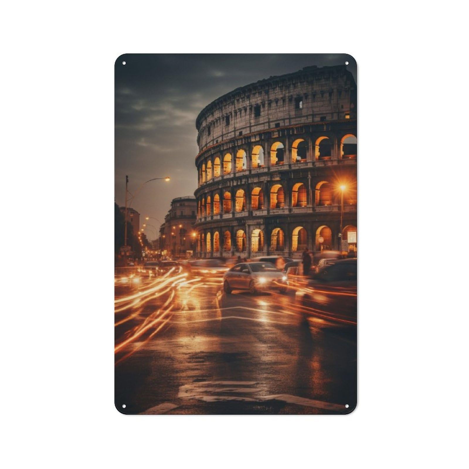 Junmoney Colosseum Rome Italy Metal Sign 30X20cm With For Home Bar Wall, Rustic Decor, For Collectors Decorating Home Bars And Entertaining Spaces