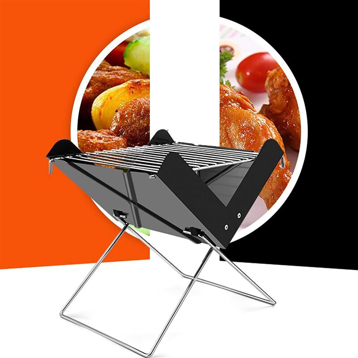 Grill Ogrodowy Grill Gazowy Przenośny Składany Mini Grill Ogrodowy Podwójny Grill Na Węgiel Drzewny