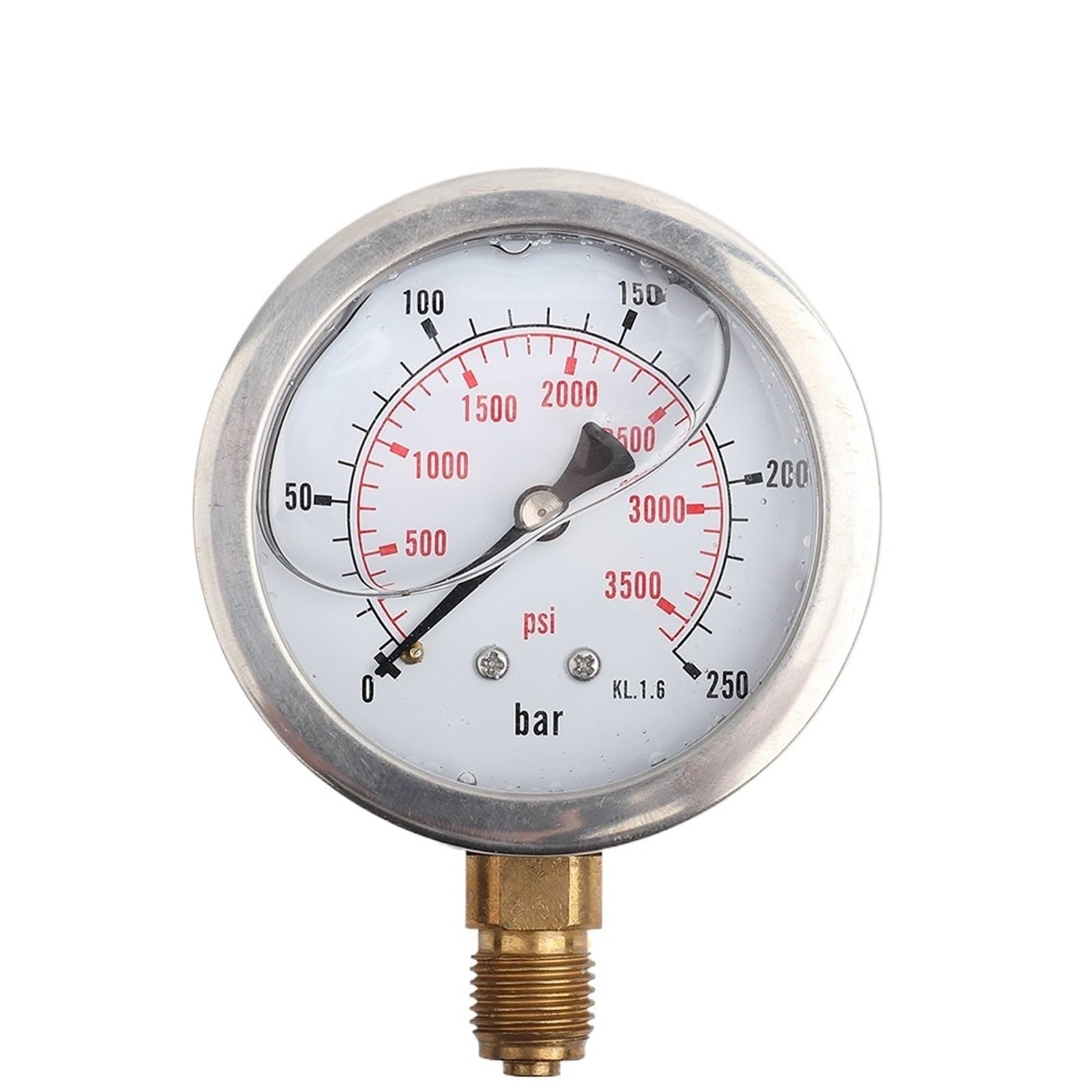 1 manómetro hidráulico de presión de agua, 0-250 bar (0-3750 psi), G1/4, 63 mm, medidor de presión de carátula.