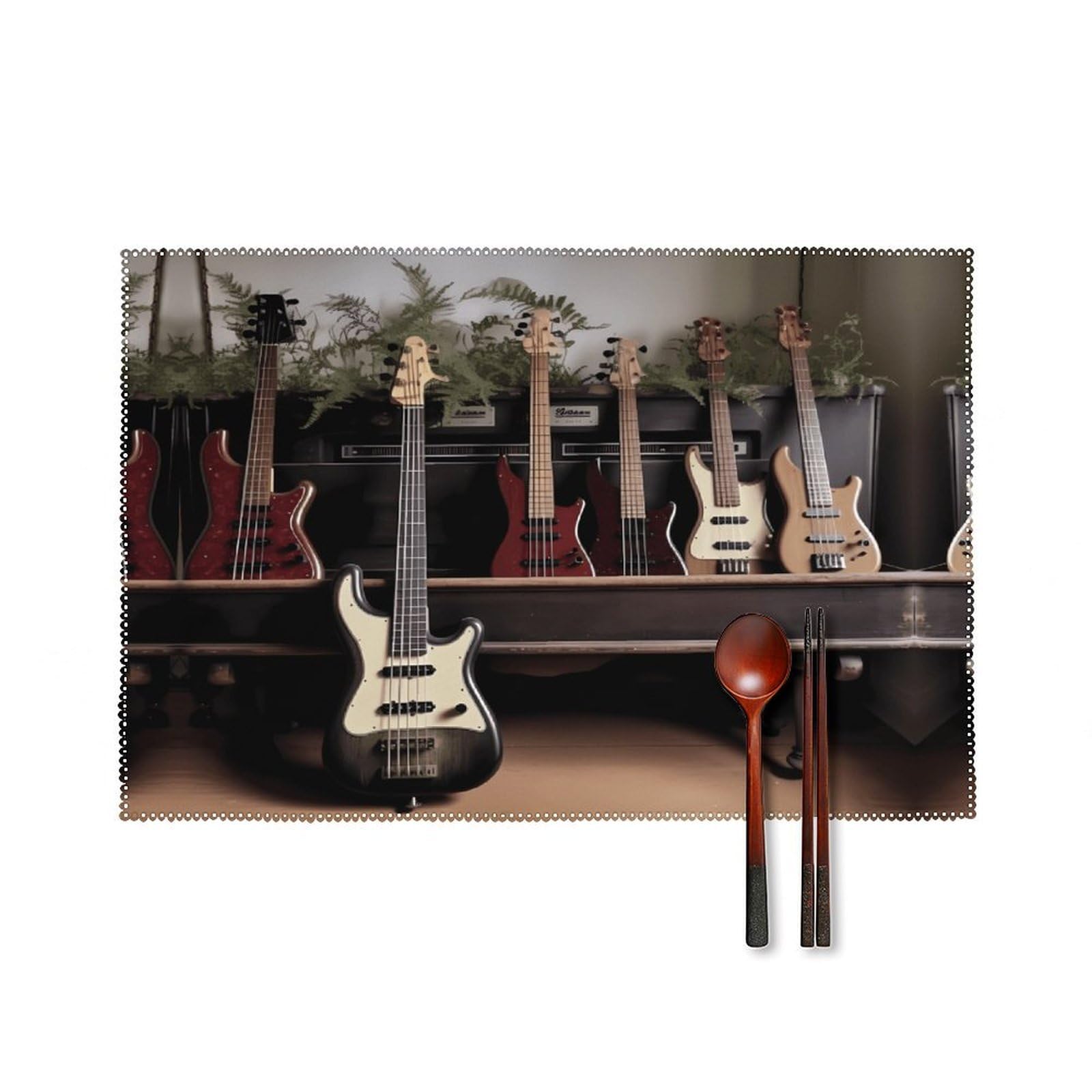Fodpand Style Guitar Bass Music Musical Placemats Set Of 4 Place Mats Table Mats