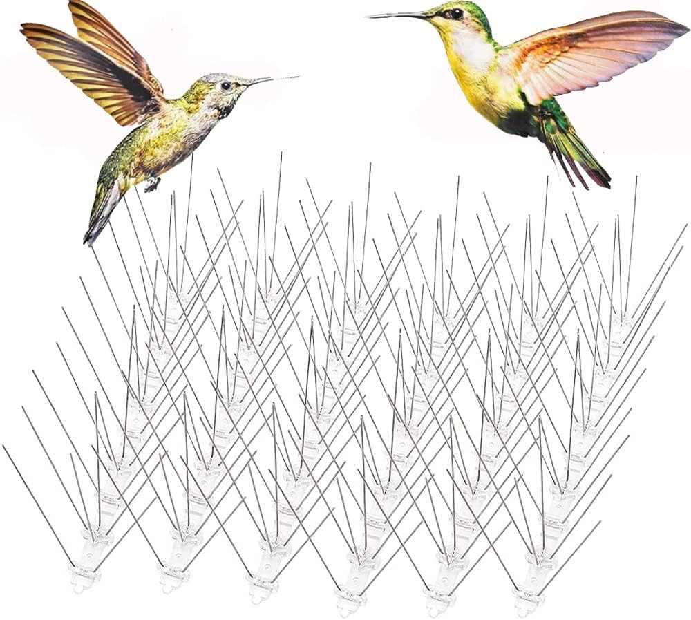 Bird Spikes for Small Birds, Bird Deterrent Spikes Stainless Steel Pigeon Spikes for Fence Roof Mailbox Window (5Ft 6 Strips(Uninstalled Spikes))