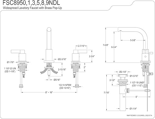 Miniatura 7 de Kingston Brass FSC8950NDL NuvoFusion - Grifo de baño amplio, 5-38 pulgadas en alcance de boquilla, negro mate