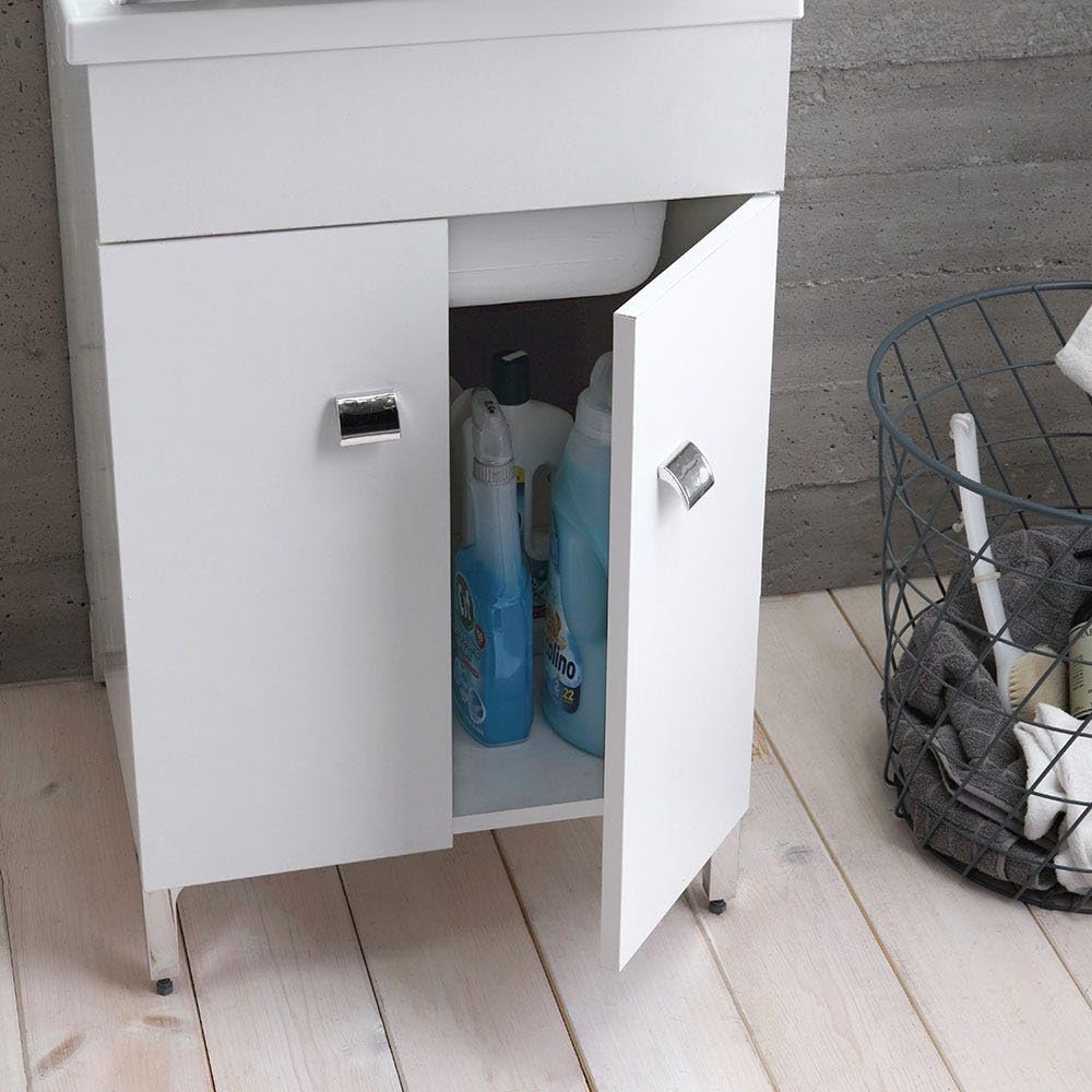 Kiamami Valentina - Mueble lavadero 50 cm blanco con tabla de lavado extraíble |Pratico