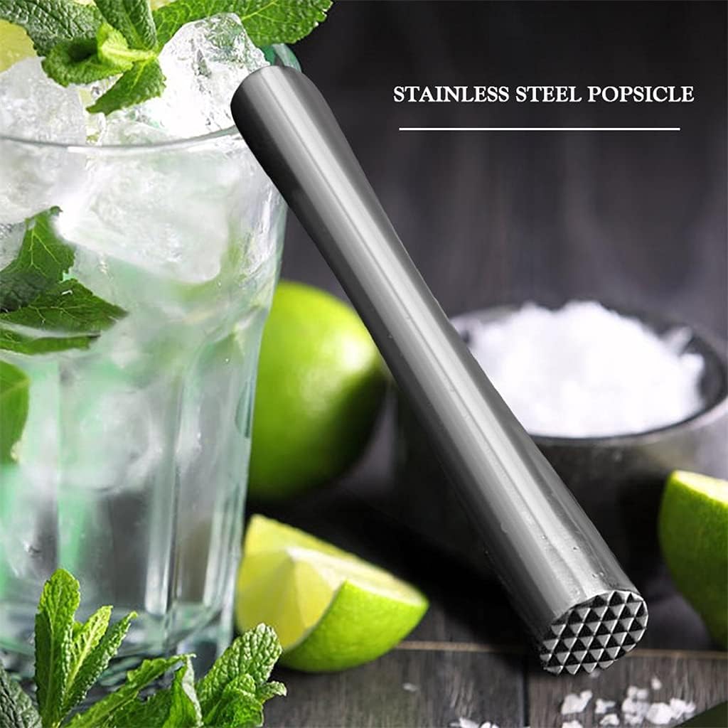 VIDI Stainless Steel Wine Mixing Stick DIY Drink Muddler Cocktail Stirrer Shaker Ice Crusher Comfortable Grip Barware Tool