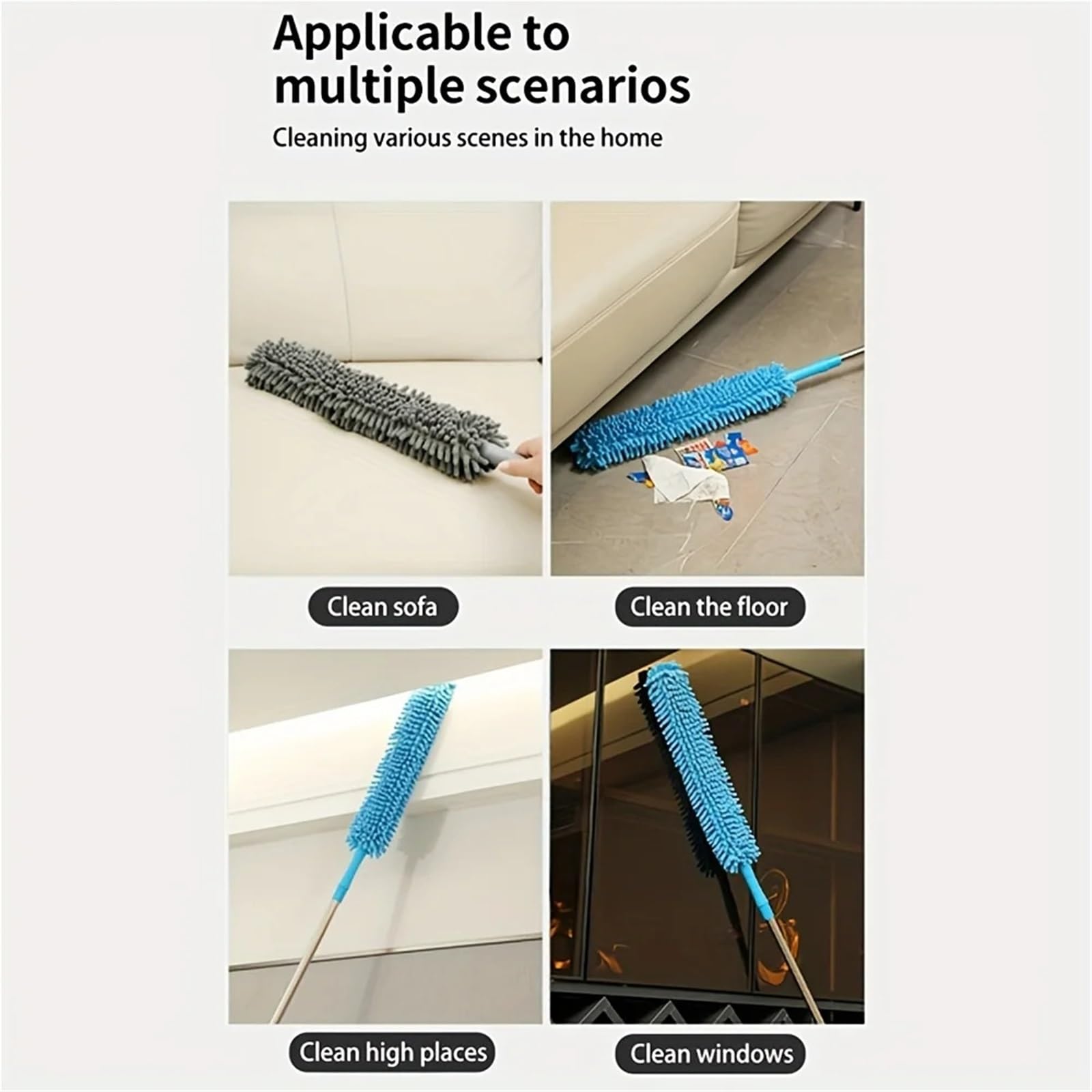 Plumero Atrapapolvo 1 Pieza con Poste de extensión, Cepillo for Quitar el Polvo for techos Altos, Ventiladores, Muebles