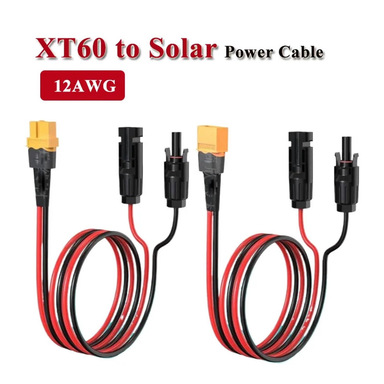Męskie i żeńskie złącza z kablami Solar do XT60 męski/żeński przewód przyłączeniowy 12AWG do MC do XT60 kabel adaptera do portu wejściowego XT60 przenośna stacja zasilająca (XT60 żeński, 5 m)