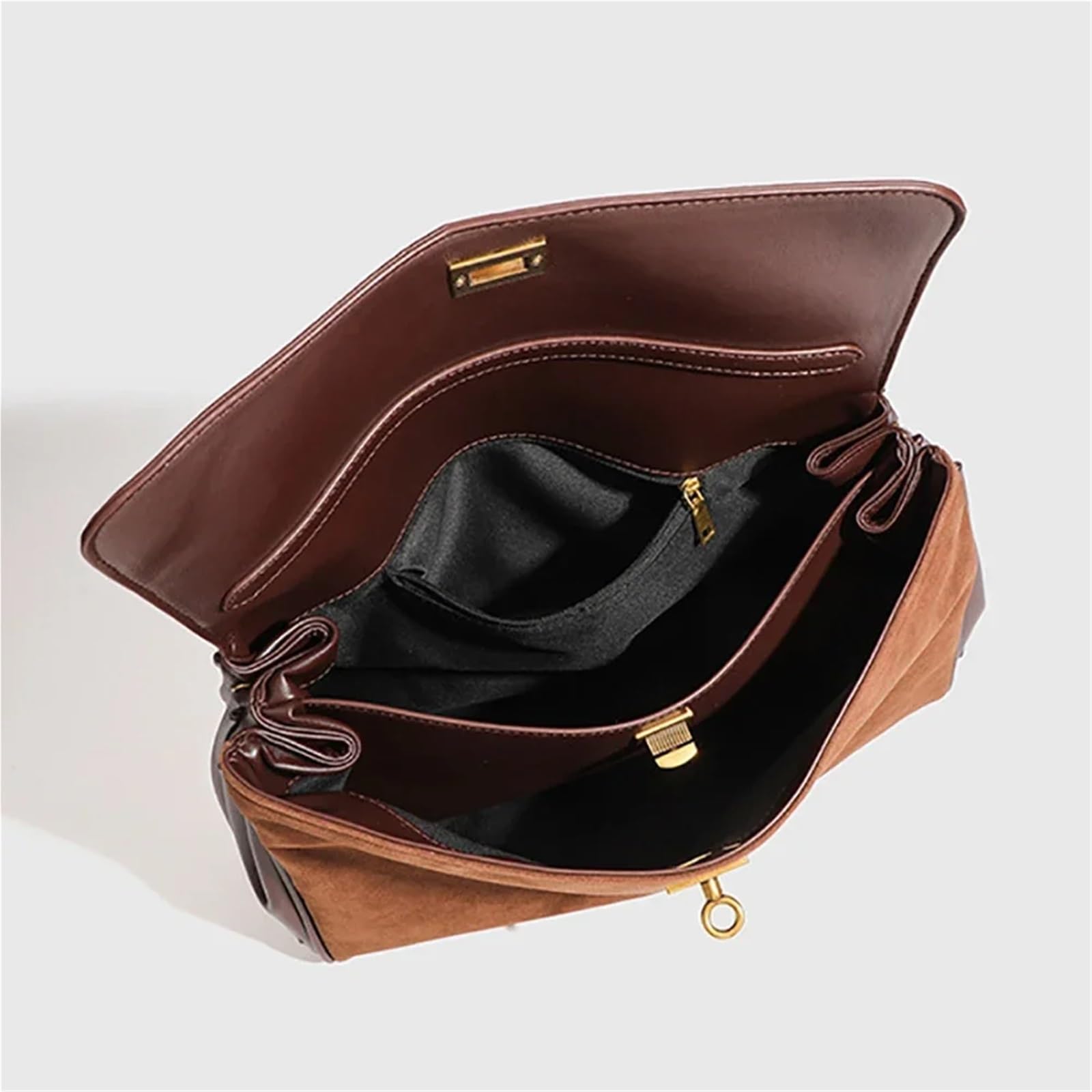 Borsa Camoscio Marrone Borsa da donna in pelle scamosciata, borsa ascella autunnale e invernale, a tracolla for signora