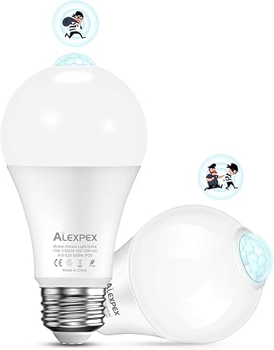 Miniatura 15 de Bombillas con sensor de movimiento, 13 W (equivalente a 100 W) 1100 lm activado por movimiento, bombilla LED automática del atardecer al amanecer