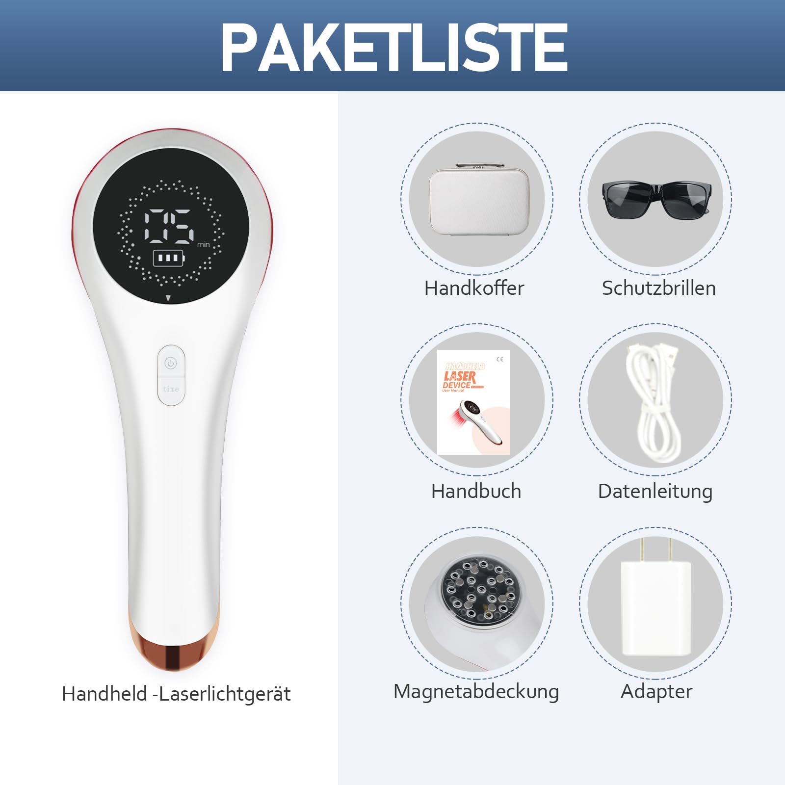 LLLT Cold Laser Therapie Gerät mit Magnetabdeckung, Rotlichttherapie für Gelenk und Muskelschmerzlinderung mit 808nm & 650 nm, Handheld Nähe der Infrarot Lichttherapie für Haustier Hunde Katzen, Weiß