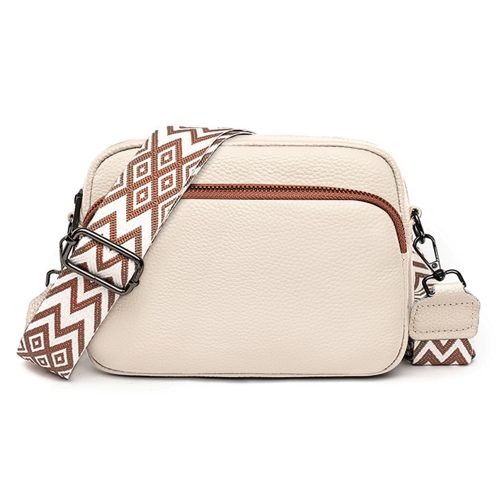DKIIL NOIYB Crossbody Bags for Women, Genuine Leather Cross Body Bag Women with Adjustable Wide Strap Multiple Pockets Handbags & Shoulder Bags