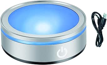 Base LED Multicolore Pour Boule De Cristal - 2 Modèles (carré Concave + Rond Plat) - 6 Modes Lumière, Tactile, USB/piles